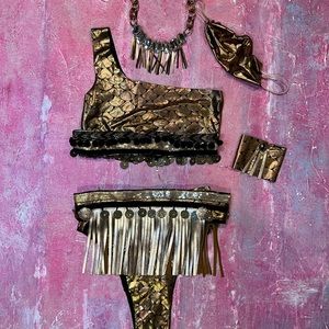 Gold and Black Women's Rave Outfit